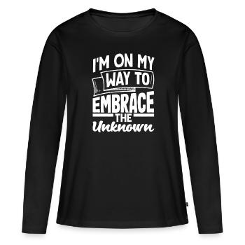 Je suis sur le point d’embrasser l’inconnu - T-shirt manches longues Premium bio Femme - noir - Devant - Julia (174cm)