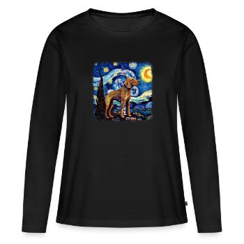 Bloodhound Van gogh starry night - Women's Premium Organic Long Sleeve Shirt - black - Front - Julia (174cm)