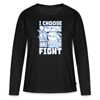 Je choisis le combat - T-shirt manches longues Premium bio Femme - noir - Devant - Julia (174cm)