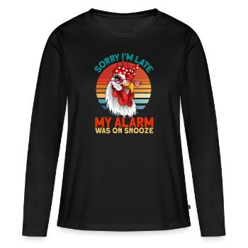 Agriculteurs Agriculteurs Poulets Poulet Cadeau - T-shirt manches longues Premium bio Femme - noir - Devant - Julia (174cm)