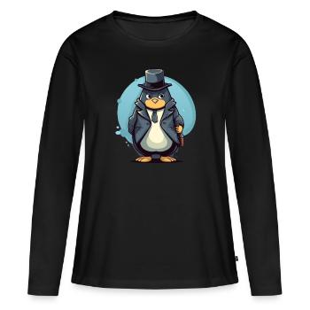 Penguin as a detective - Women's Premium Organic Long Sleeve Shirt - black - Front - Julia (174cm)