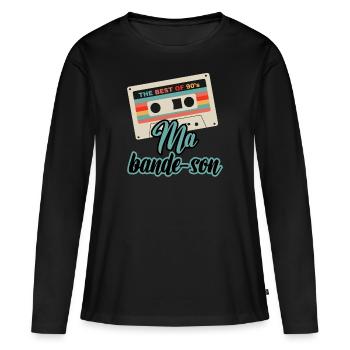 Ma bande son - T-shirt manches longues Premium bio Femme - noir - Devant - Julia (174cm)