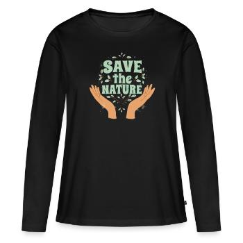 Sauver la pollution de la nature - T-shirt manches longues Premium bio Femme - noir - Devant - Julia (174cm)