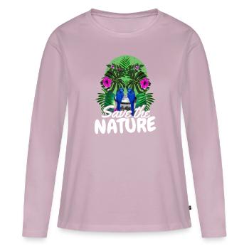 Sauvez la nature - T-shirt manches longues Premium bio Femme - rose poudré - Devant - Julia (174cm)