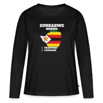 Zimbabwe Bound Country Travel Zimbabwean Flag - Frauen Premium Bio Langarmshirt - Schwarz - Vorne - Julia (174cm)