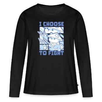 Je choisis le combat - T-shirt manches longues Premium bio Femme - noir - Devant - Julia (174cm)
