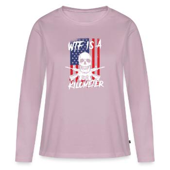 WTF est un squelette de mème Internet kilométrique USA - T-shirt manches longues Premium bio Femme - rose poudré - Devant - Julia (174cm)