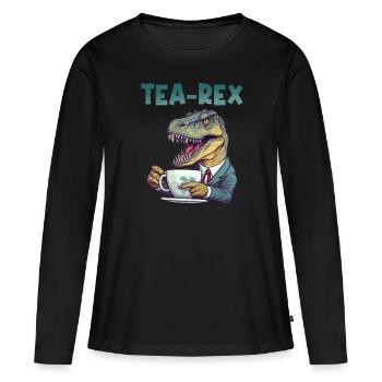 Amateur de thé buveur de thé buveur de thé - T-shirt manches longues Premium bio Femme - noir - Devant - Julia (174cm)