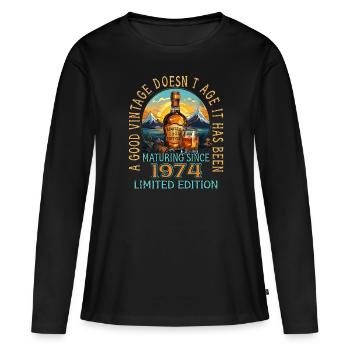 49e anniversaire 1974 49er Good Vintage Whisky - T-shirt manches longues Premium bio Femme - noir - Devant - Julia (174cm)