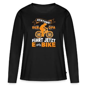 EBike Opa Rentner Pedelec Fahrrad Elektro Rad - Frauen Premium Bio Langarmshirt - Schwarz - Vorne - Julia (174cm)