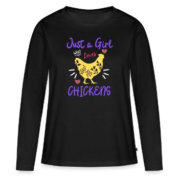 Just a girl who likes chickens - Women's Premium Organic Long Sleeve Shirt - black - Front - Julia (174cm)