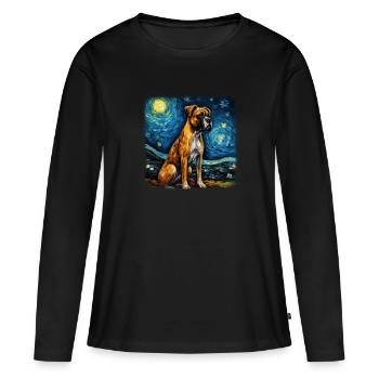 Boxer Van gogh starry night - Women's Premium Organic Long Sleeve Shirt - black - Front - Julia (174cm)