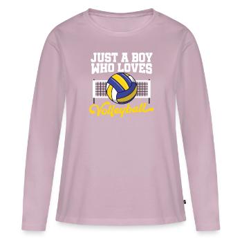 Juste un garçon qui aime le joueur de volleyball Homme Bloqueur - T-shirt manches longues Premium bio Femme - rose poudré - Devant - Julia (174cm)