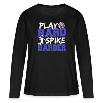 Joueur de volleyball Spiker Funny Play Hard Spike Har - T-shirt manches longues Premium bio Femme - noir - Devant - Julia (174cm)