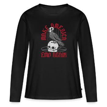 Emoticon Make America Emo Again Emocore Aesthetic - Women's Premium Organic Long Sleeve Shirt - black - Front - Julia (174cm)