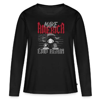 Emoticon Make America Emo Again Emocore Aesthetic - Women's Premium Organic Long Sleeve Shirt - black - Front - Julia (174cm)