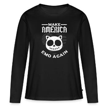 Emoticon Make America Emo Again Emocore Esthétique - T-shirt manches longues Premium bio Femme - noir - Devant - Julia (174cm)