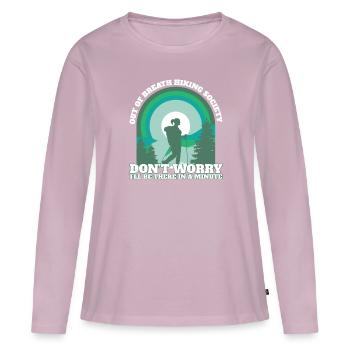 Funny Hiker Out of Breath Hiking Society Trekking - Frauen Premium Bio Langarmshirt - Altrosa - Vorne - Julia (174cm)