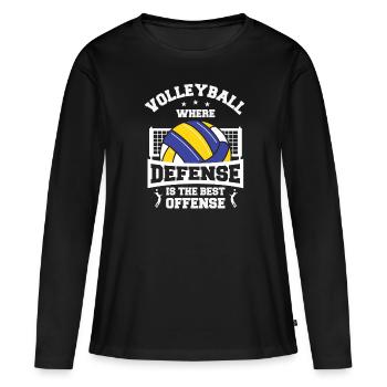Volleyball Where Defense Is The Best Offense Sette - Frauen Premium Bio Langarmshirt - Schwarz - Vorne - Julia (174cm)