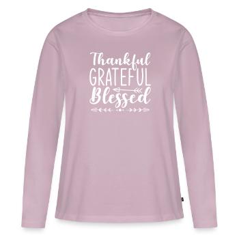 Thankful Grateful - Frauen Premium Bio Langarmshirt - Altrosa - Vorne - Julia (174cm)