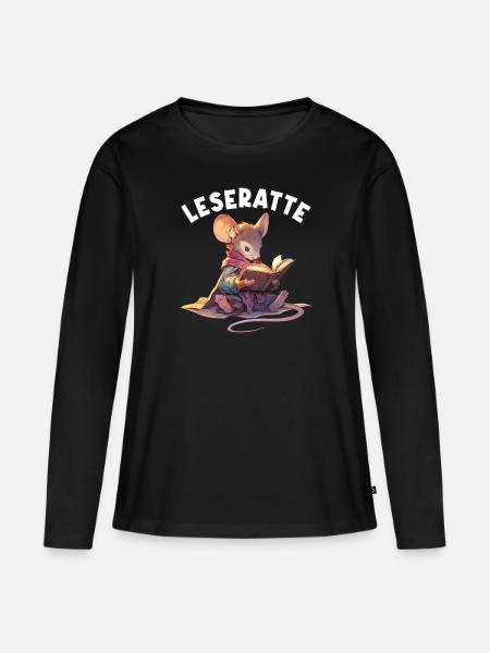 Leidenschaftlicher Leser Leserin Leseratte - Frauen Premium Bio Langarmshirt - Schwarz