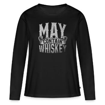 May Contain Whiskey - Frauen Premium Bio Langarmshirt - Schwarz - Vorne - Julia (174cm)