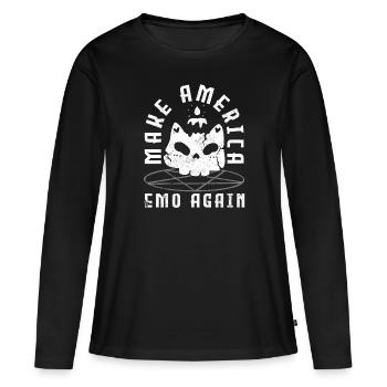 Emoticon Make America Emo Again Emocore Esthétique - T-shirt manches longues Premium bio Femme - noir - Devant - Julia (174cm)