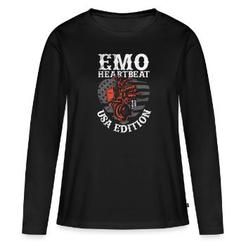 Emoticon Emo Heartbeat USA Edition Emocore - T-shirt manches longues Premium bio Femme - noir - Devant - Julia (174cm)