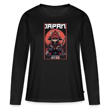 Asia Cat Japanese Samurai Samurai - Women's Premium Organic Long Sleeve Shirt - black - Front - Julia (174cm)