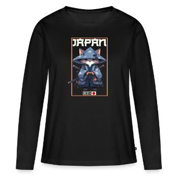 Asia Cat Japanese Samurai Samurai - Women's Premium Organic Long Sleeve Shirt - black - Front - Julia (174cm)