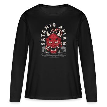 Satanic Asian Pentagram Proud Asian Occult - Women's Premium Organic Long Sleeve Shirt - black - Front - Julia (174cm)