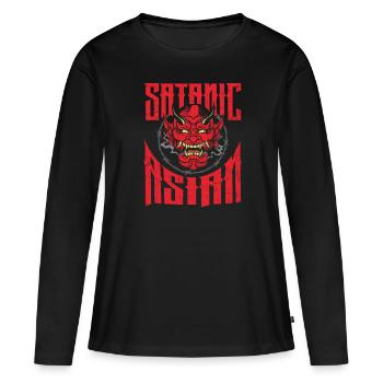 Satanic Asian Pentagram Proud Asian Occult - Women's Premium Organic Long Sleeve Shirt - black - Front - Julia (174cm)