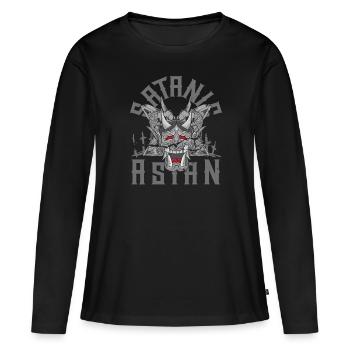 Satanic Asian Pentagram Proud Asian Occult - Women's Premium Organic Long Sleeve Shirt - black - Front - Julia (174cm)