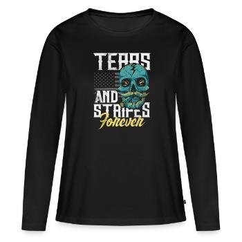 Emoticon Emo Tears and Stripes Forever Emocore - Women's Premium Organic Long Sleeve Shirt - black - Front - Julia (174cm)