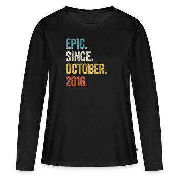 7ème anniversaire 7 ans épiques depuis octobre 2016 - T-shirt manches longues Premium bio Femme - noir - Devant - Julia (174cm)