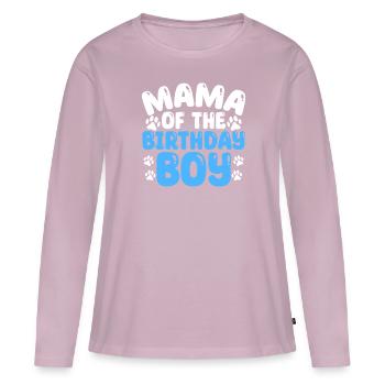 Maman De L’Anniversaire Garçon Chien Anniversaire - T-shirt manches longues Premium bio Femme - rose poudré - Devant - Julia (174cm)