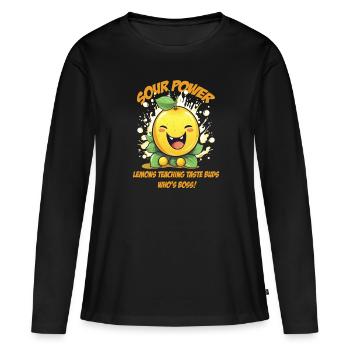 Funny Sour rend drôle citron vert - T-shirt manches longues Premium bio Femme - noir - Devant - Julia (174cm)