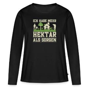 Landwirt Hektar Traktorfahrer Kuhbauer Acker - Frauen Premium Bio Langarmshirt - Schwarz - Vorne - Julia (174cm)
