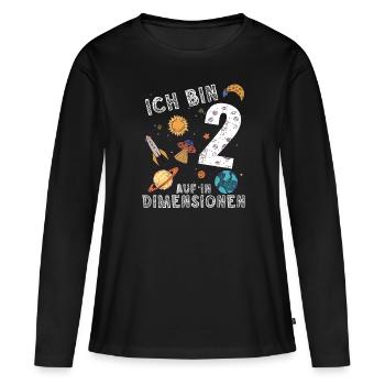 Ich bin 2 Auf in neue Dimensionen 2. Geburtstag - Frauen Premium Bio Langarmshirt - Schwarz - Vorne - Julia (174cm)