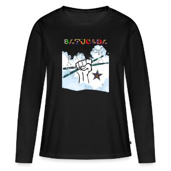 BATUCADA - T-shirt manches longues Premium bio Femme - noir - Devant - Julia (174cm)