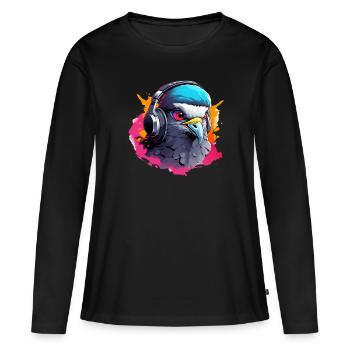 Adler mit Headset - Frauen Premium Bio Langarmshirt - Schwarz - Vorne - Julia (174cm)