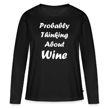 Wein - Frauen Premium Bio Langarmshirt - Schwarz - Vorne - Julia (174cm)