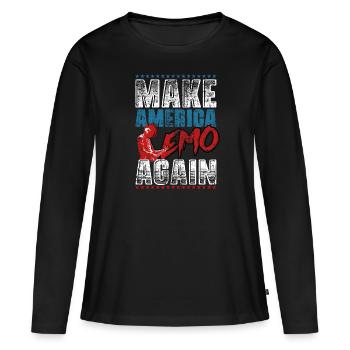 Emoticon Make America Emo Again Emocore Esthétique - T-shirt manches longues Premium bio Femme - noir - Devant - Julia (174cm)