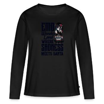 Emo Wonderland où la tristesse rencontre Santa Emocore - T-shirt manches longues Premium bio Femme - noir - Devant - Julia (174cm)