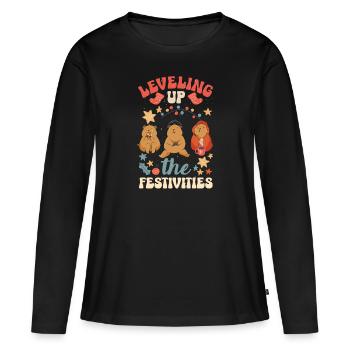 Mode inspirée du jeu Jeux sur le thème des Fêtes - T-shirt manches longues Premium bio Femme - noir - Devant - Julia (174cm)