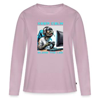 Chamäleon-Gamer-Shirt-Designs. Für Nerds, Gaming - Frauen Premium Bio Langarmshirt - Altrosa - Vorne - Julia (174cm)