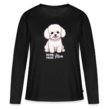 Hund Bichon Friesé - Frauen Premium Bio Langarmshirt - Schwarz - Vorne - Julia (174cm)