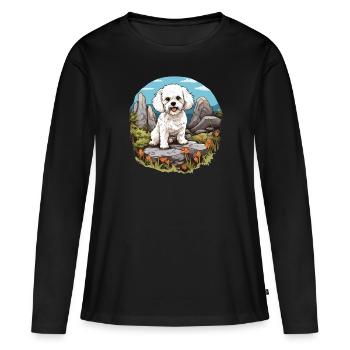 Hund Bichon Friesé - Frauen Premium Bio Langarmshirt - Schwarz - Vorne - Julia (174cm)