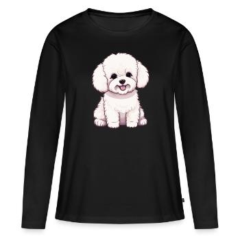 Hund Bichon Friesé - Frauen Premium Bio Langarmshirt - Schwarz - Vorne - Julia (174cm)