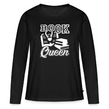 Book Book Queen - Women's Premium Organic Long Sleeve Shirt - black - Front - Julia (174cm)